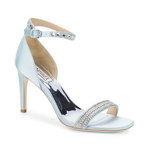 BADGLEY MISCHKA Urina Embellished Silk Sandals- Mist Size 10